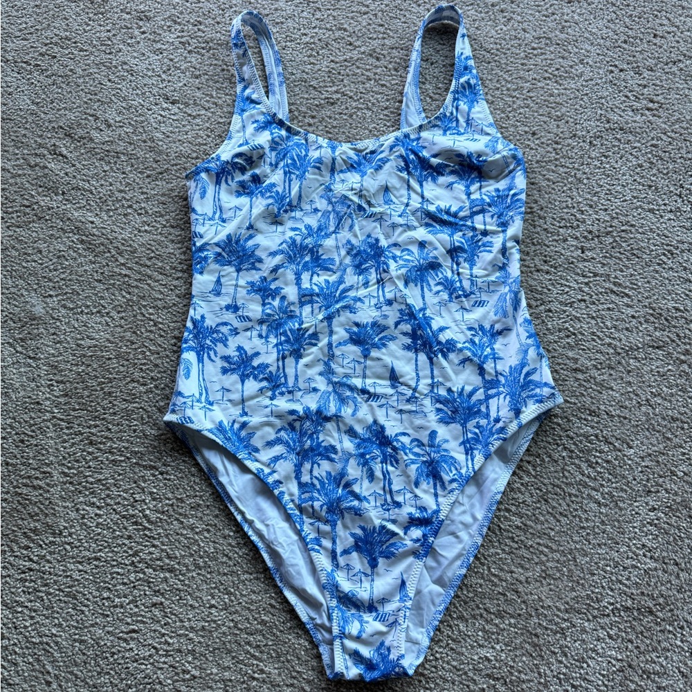 Like New St. Barth Blue & White One Piece Bathing Suit